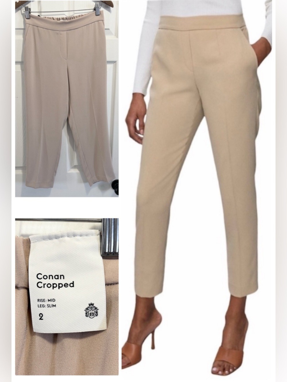 NWT Aritzia Babaton Conan Cropped Crepe Pants Tan Beige Trousers Size 2 NEW